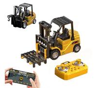 1:64 Alloy RC Forklift Toy, Mini RC Forklift Toy, Remote Control Crane with Liftable Forks,STEM Educational Construction Vehicle for Kids Age 6-12,Christmas Birthday Gift