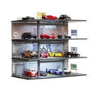 1:64 Diorama 3 Tier Garage Model, LED Lighting Parking Lot Display Case