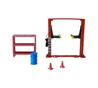 1/64 Diorama Car Workshop Miniature Tools Gantry Crane Scene Model Traffic Cones, Red Car Lift