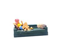 1:64 Figure Girl Snuggling On Sofa Mini for Desktop Ornament Train Railway