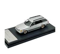 1 64 For S124 Station Wagon Simulation Alloy Car Model Desktop Decoration Collection Display Vehicles Kit(Golden wheel)