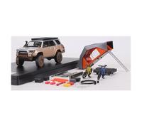 1:64 For Toyota Land Cruiser 4x4 Heavy-Duty Modified Edition Die-Cast Model With Accessories(Silver Mud Edition)