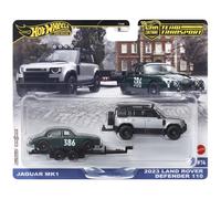 1:64 Hot Wheels Premium 2024 Team Transport JBM29 Jaguar MK1 + Land Rover Defend