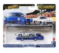 1:64 Hot Wheels Premium 2024 Team Transport Mercedes 300 SL + 1955 Blue Wonder