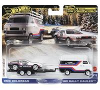 1:64 Hot Wheels Premium 2025 Team Transport JMB35 DMC DELOREAN + Rally Hauler