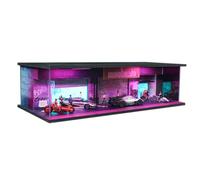 1/64 Neon Style LED Diorama Display Case - Compatible with Hot Wheels Matchbox Mini GT Diecast Cars, for Model Car & Figures Display and Storage (Vehicles Not Included) CP02