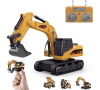 1:64 Premium Alloy Mini RC Construction Set - Forklift, Excavator & Dump Truck, Mini Excavator Toy Remote Control, Excavators & Forklift Set, 2.4GHZ RC Engineering Vehicle, for Kids(RC Excavator)