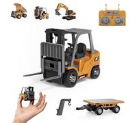 1:64 Premium Alloy Mini RC Construction Set - Forklift, Excavator & Dump Truck, Mini Excavator Toy Remote Control, Excavators & Forklift Set, 2.4GHZ RC Engineering Vehicle, for Kids(RC Forklift)