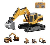 1:64 Premium Alloy Mini Rc Construction Set - Forklift, Excavator & Dump Truck, Mini Remote Control Construction Vehicles Series, 3-Speed Settings, Remote Control Turn off Lights(#B)