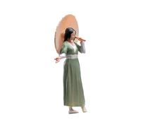1:64 Scale Ancient Customs Girl Figure Model Pose Scene Resin Miniature for Railways Miniature Scenes Layout Dioramas S Scale, Green