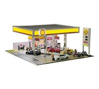 1/64 Scale Gass Station Building Scene Model, Realistic DIY Architecture Miniature Model for Adults, Vehicles Figures and Tools are Not Included