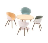 1/64 Scale Miniature Table Chair Set, Modern Resin Dollhouse Furniture, Tiny Creative Diorama Accessories for Home Decor- Style a