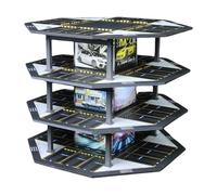 1/64 Scale Parking Diorama, Tabletop Display with Container And Simulated LED Lighting. Collection of 48 Diecast Metal Miniature Cars, style A