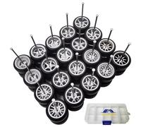 1/64 Wheels and Tires Set, 10-Pack 1 64 Scale Wheels with 10 for 1/64 Diecast Cars Upgraded and Modified Rubber Tires(Diameter 0.43in/11mm) (Silver)
