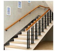 1.64FT Handrails for Indoor Stairs, Deck, Slope, Modern Wooden Handrail Set, Wall-Mounted with Iron Brackets, Safety Protection(600cm)