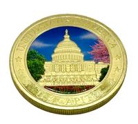 1.65” Washington DC Souvenir Toy Coin with Case President Seal Monuments White House Cherry Blossom Panorama (Capitol, Green)