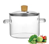1.65L Glass Simmer Pot Transparency Stovetop Pot, Dual Handles Pan with Lid for Pasta Noodle, Soup, Milk, Baby Food Making or Heating