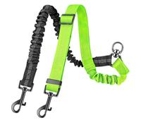 1.6ft Long Dual Dog Leash Attachment - Double Leashes For Training Small To Large Dogs Adjustable Strap, Shock Absorbing Bungee(Light green)