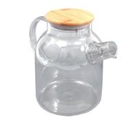1.6l Glass Juice Pot Filter Spout with Bamboo Cover, Stainless Steel | Body, Anti-burst Build, for Tea Leaves, Coffee, Fridge Storage and Hot or Cold Drinks