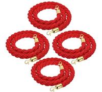 1-6M Long Stanchion Twisted Rope, Red Crowd Control Hemp Ropes Safety Barrier For Party Events Decor Hotels Party Supplies Grand Openings, 2-4 pcs(Red-4 Pack,1m(3.3ft))