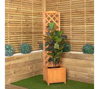 1.6m Samuel Alexander Natural Wooden Freestanding Garden Trellis with Raised Bed Planter