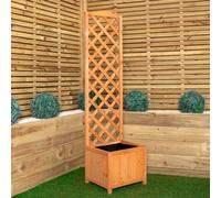 1.6M Samuel Alexander Natural Wooden Freestanding Garden Trellis With Raised Bed Planter