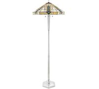 Loops 1.6m Tiffany Multi Light Floor Lamp Aluminium & Stained Glass Shade i00020