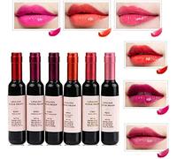 1/6Pcs Wine Lipstick Matte Long Lasting Waterproof Lip Tint Set, Moisturizing and Non-Stick Cup Lip Gloss for Women and Girls (RD02)