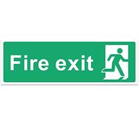1-6pk Fire Exit Sign No Arrow | Self Adhesive Fire Exit Sticker 30x10cm (1) | Emergency exit signs | Fire escape signs | Fire door sign | ISO Compliant signage for offices shops schools workplaces