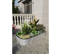 1.6x0.8m Galvanized Steel Raised Garden Bed - Silver Living and Home Silver One Size