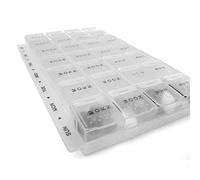 1-7-14-28 Day Pill Box Wallet Organiser Dispenser Planner Packaged Compartments - Pill Tablet Medicine Organiser Storage Holder Travel Box case (7 Days Pill Holder) by Pill Box,Transparent