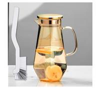 1.7 Liter/58oz Glass Pitcher with Lid Water Carafe Jug with Spout Handle for Hot/Cold Water Tea Beverage (Gold 1-Glass Pitcher)
