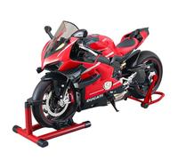 1/7 Scale Alloy Dynamic Motorcycle Model, Simulation Bike With Ignition System Smoke Spray and Lights, Ideal For Adults (Red Carbon Fiber Style)
