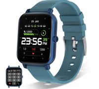 1.7'' Touchscreen Smart Watch for Men,Women), Compatible with Android/iOS Phones Fitness Tracker with Heart Rate Monitor, Blood Oxygen, AI Voice Control (Blue)