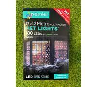 Premier 1.7m x 1.2m 180 LED Multi Action Christmas Net Window Light - Cool White