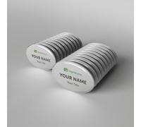 1.7" x 2.6" Reusable Oval Metal Name Badges - 20 Badge Kit (Plates, Inserts, Magnets, Lenscovers) (Silver Plate with Insert Sheet for Laser Printer)