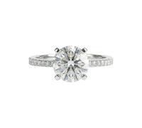 1.70 Carat Round Cut Side Stone Ring | 925 Sterling Silver | Pave Band Engagement Ring | Size 9 1/2 | Elegant Classic Design | Brilliant Timeless Jewelry
