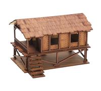1/72 Models House Unpainted DIY Wooden House Assemble DIY Projects Accessory G, Style G