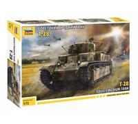 Zvezda 530005064 1:72 T-28 Soviet Heavy Tank WWII, Model, Plastic Construction, Assembly Kit, Detailed Replica