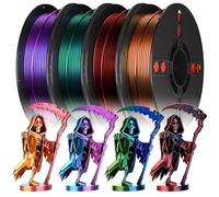 1.75 PLA Filament Bundle, Silk PLA Dual Color Coextrusion Filament, 3D Printer Filament Bundle, Accuracy+/- 0.02mm for Most FDM 3D Printers, 4 Spools 250g Each(2.2lbs)