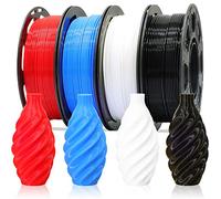 1.75mm Normal PLA 4 Most Basic Colors Bundle Pack: Black Red White Blue, Each Spool 250g, 4 Spools Packed, Total 1Kg 3D Printing Filament Material with One Extra 3D Print Tool by MIKA3D