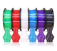 1.75mm Silk Shiny PLA 6 in 1 Basic Colors Bundle Pack: Silk Black/Red/White/Sapphire Blue/Dark Purple/Green; Each Spool 250g, 6 Spools Packed, Total 1.5Kg 3D Printing Filament Material MIKA3D