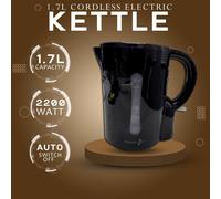 1.7L 2200W CORDLESS FAST BOIL ELECTRIC JUG KETTLE WASHABLE FILTER WHITE/ BLACK