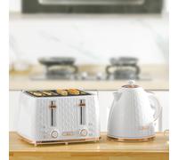 HOMCOM Kettle and Toaster Set, 1.7L 3000W Fast Boil Jug Kettle with Auto Shut Off, 4 Slice Toaster with 7 Level Browning Controls & Crumb Tray, UK Otter Thermostat, Cream