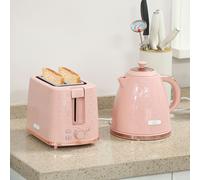 HOMCOM Kettle and Toaster Set, 1.7L 3000W Fast Boil Jug Kettle with Auto Shut Off, 2 Slice Toaster with 7 Level Browning Controls & Crumb Tray, UK Otter Thermostat, Light Pink