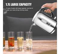 1.7L Electric Kettle 2200W Fast Boil Quiet Stainless Steel Boil-Dry Protection