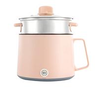 1.7L Electric Pot,Dual Power Electric Hot Pot,2 Layer Portable Hotpot Pot Equipped with Steamer,Multifunctional Pot Suitable for Ramen Noodles, Soup, Porridge, Dumplings (Pink)
