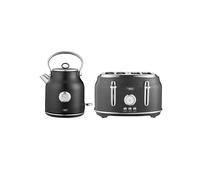 Tower Renaissance Kitchen Set, 1.7L Quiet Boil Kettle & 4 Slice Toaster, Black, T10063BLK, T20065BLK