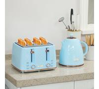 1.7L Kettle and Toaster Set with Defrost Reheat and Crumb Tray HOMCOM Light Blue One Size