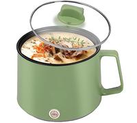 1.7L Mini Electric Hot Pot 2 Gear Rapid Noodles Cooker Non-Stick Electric Cooking Pot with Over Heating & Boil Dry Protection for Noodles Porridge Soup (Green)
